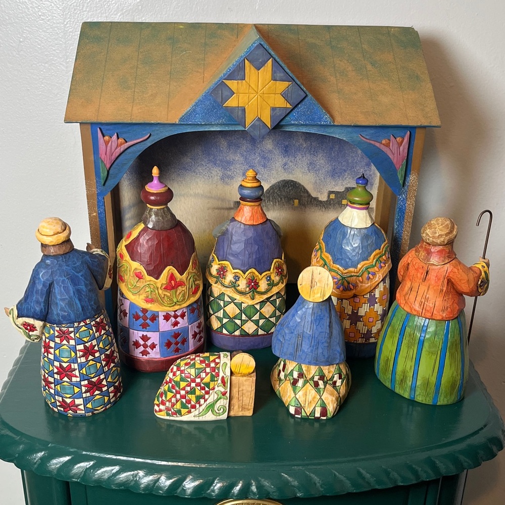 Jim Shore Joy to the World Vintage 2003 Set of 8 Folk Art Nativity Scene Set - Picture 7 of 13